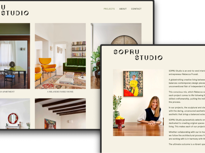 Interior design studio landing page screenshot