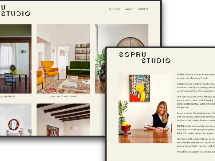 Interior design studio landing page screenshot